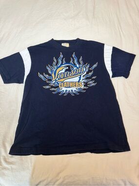 Vanson Leathers Navy Short Sleeve Graphic Tee with White Sleeve Panels